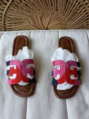 Sam Edelman Pink Red Navy Slide Sandals